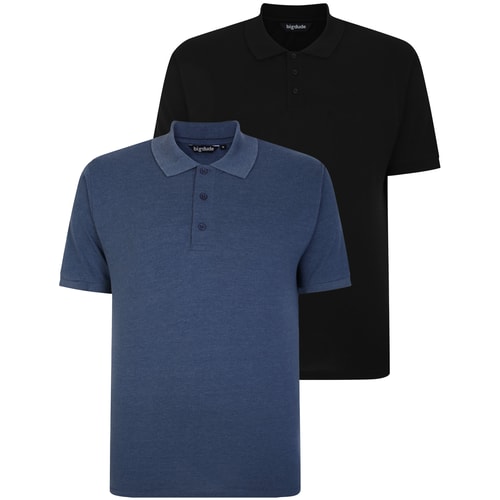 Bigdude Plain Polo Shirt Twin Pack Black/Denim